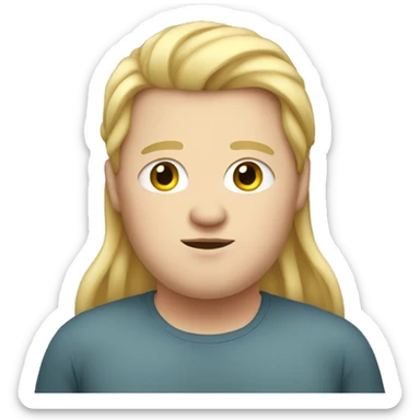 Obese, young male, long blonde hair sticker