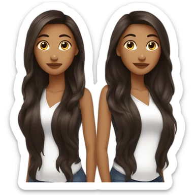 deux soeur noir a coter au cheveux long brun sticker