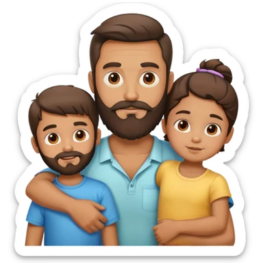 Cool dad with beard, who has cute kids, boy and girl sticker