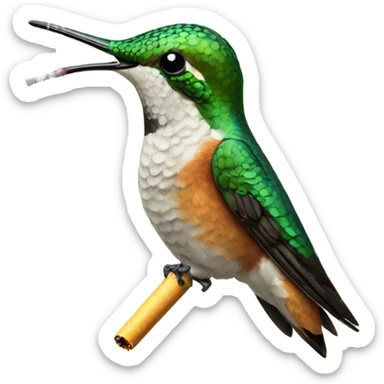 A hummingbird smoking a cigarette  sticker