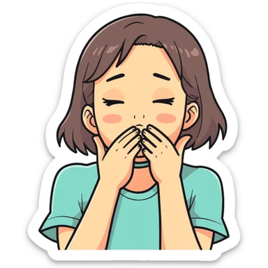 A girl who is embarrassed sticker