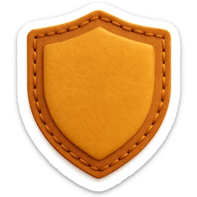 <StylePrompt>
  <Name>Minimal Felt Appliqué Icon</Name>
  <Description>
    A soft, handcrafted felt icon style with lightly padded forms, simple shapes, and clean outlines. Features slightly more visible stitching for tactile charm while maintaining a low-detail aesthetic.
  </Description>
  <VisualProperties>
    <Material>Felt</Material>
    <Texture>Soft, matte surface with subtle fiber detail</Texture>
    <Stitching>
      <Type>Threaded edge stitch</Type>
      <Color>Muted orange or warm brown</Color>
      <Pattern>Evenly spaced running stitch around edges</Pattern>
      <Thickness>Medium (approximately 10% more pronounced than minimal)</Thickness>
      <Contrast>Moderate (stitch color clearly distinct from base felt)</Contrast>
    </Stitching>
    <Padding>Low to moderate—slightly raised but not deeply dimensional</Padding>
    <Edges>Smooth and rounded with clean curves</Edges>
    <ColorPalette>
      <Primary>Warm yellows, oranges, and browns</Primary>
      <Accent>Dark brown for facial features</Accent>
      <Background>Neutral off-white or soft beige</Background>
    </ColorPalette>
  </VisualProperties>
  <FacialFeatures>
    <Eyes>Small round dots</Eyes>
    <Nose>Simple oval or triangle</Nose>
    <Mouth>Minimal curved line or none</Mouth>
    <DetailLevel>Low</DetailLevel>
  </FacialFeatures>
  <Rendering>
    <Lighting>Soft and diffused</Lighting>
    <Shadows>Subtle, barely visible</Shadows>
    <Perspective>Front or side profile, flat angle</Perspective>
  </Rendering>
  <Applicability>
    <SubjectType>Animals, symbols, objects</SubjectType>
    <OutputFormat>Icon, patch, or sticker</OutputFormat>
  </Applicability>
</StylePrompt>

{subject} = shield sticker