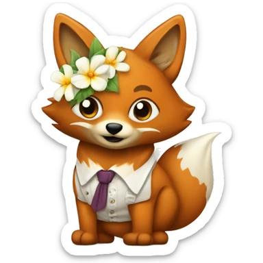 Renard avec une chemise a fleur sticker