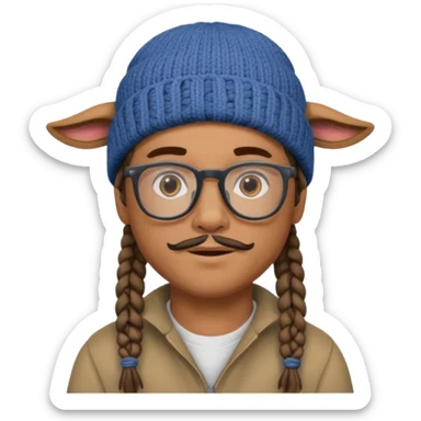 man with braids glasses beanie and goat beard sticker