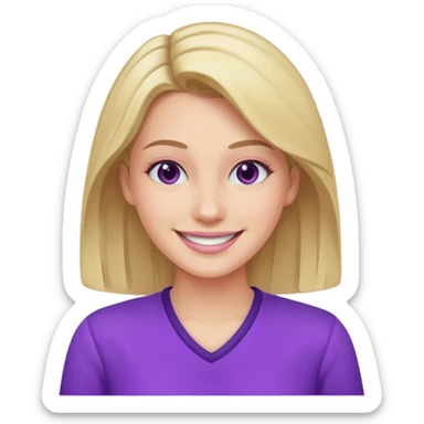 A young woman in 30s with purple clothes sticker