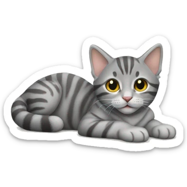 Gray tabby kitten laying sticker