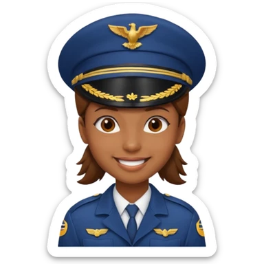 Young, brown skin, wearing pilot uniform include hat sticker