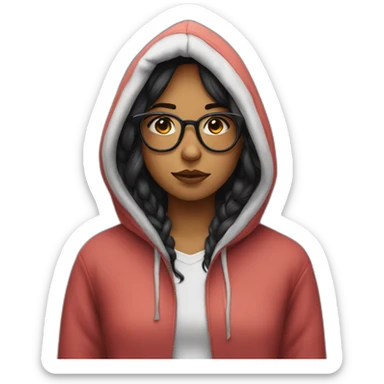 Anti social girl with glasses and hoodie meh sticker