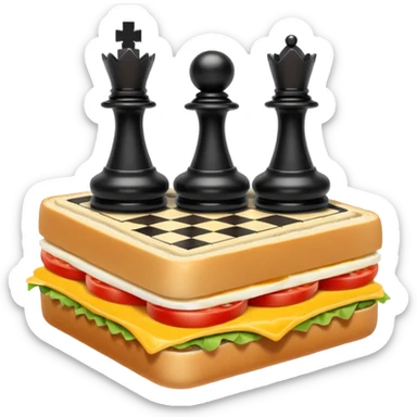 Chess pieces boxing on an egg sandwich sticker