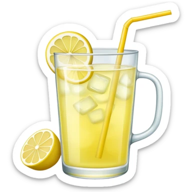 glass of lemonade with lemon slice and straw sticker