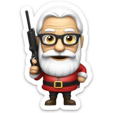 Santa holding 2 guns  sticker