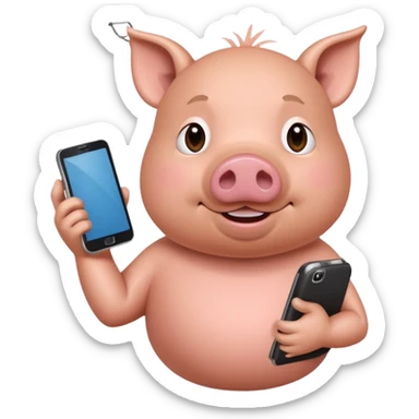 Pig calling me on a phone with the name John pork sticker