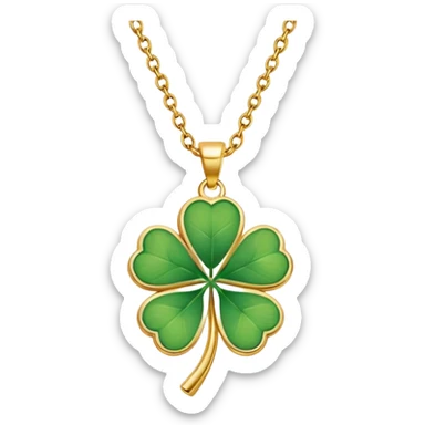 Lucky clover charm necklace – green four-leaf clover.
 sticker