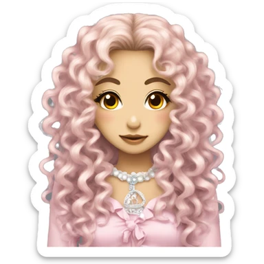 hime gyaru girl, curls, long eyelashes,  sticker