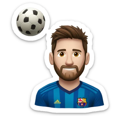 Pelota de fútbol y Messi a su lado  sticker