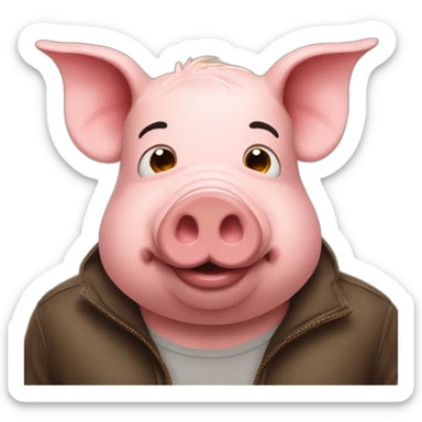 Pig with shit on his head sticker