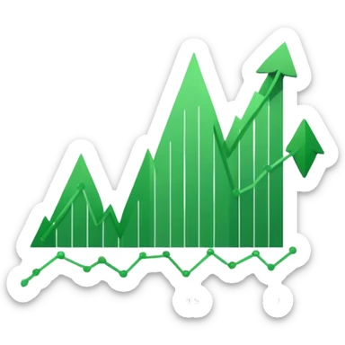 stock market chart with upward trend sticker