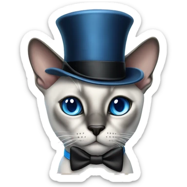 Blue point Siamese cat with blue eyes wearing a monocle and top hat sticker
