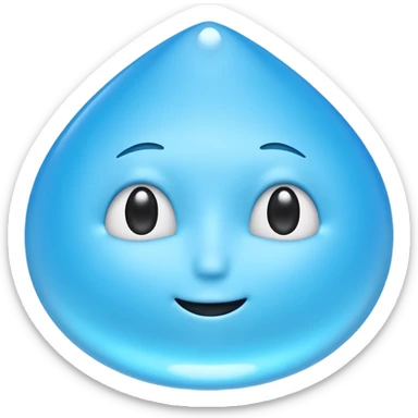 A single water droplet emoji, iPhone emoji style, glossy and smooth, cartoonish, vibrant sky blue color, no face, high detail, simple and cute design, isolated on white background, centered composition


 sticker