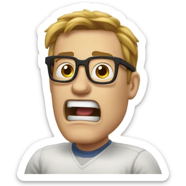 Angry nerd yelling at game sticker