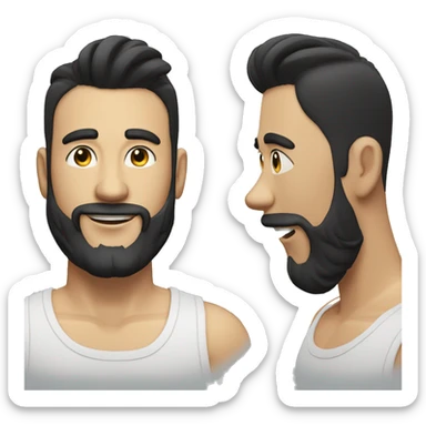 light complexion happy bearded man with black hair high fade combover sticker
