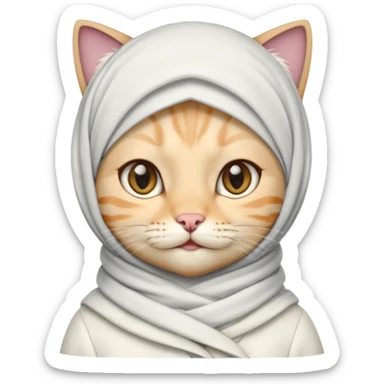 Hijab Cat, white coat. sticker