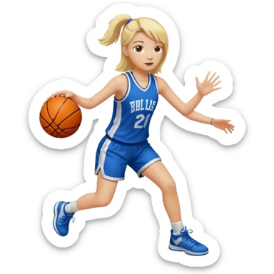 Blonde girl playing basketball  sticker