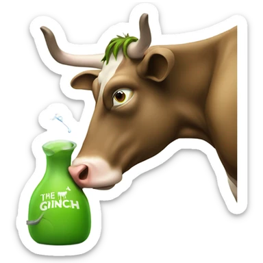 the grinch milking a cow sticker