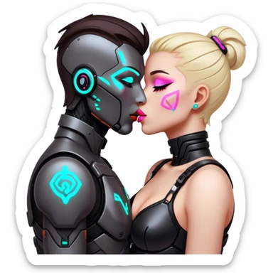 cyberpunk neon kiss sticker