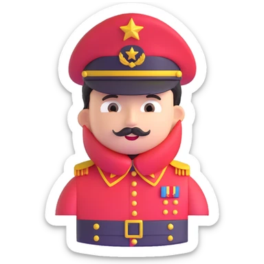 Tomato wearing Napoleon Bonaparte's bicorne hat and military officer uniform sticker