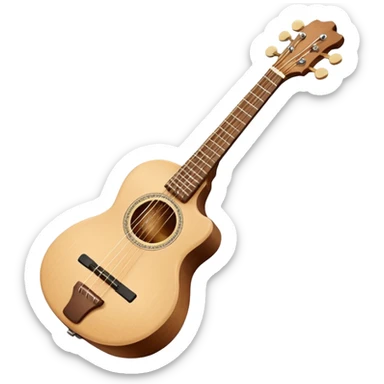 Emoji-style illustration of a Karadeniz kemençe: slim light-wood body, dark fingerboard, three tuning pegs, two curved sound holes, small tailpiece, and a slightly curved bow with light horsehair. Simple, clean, modern Apple-style look. sticker