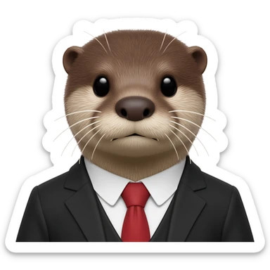 serious otter close-up with a judge's gavel sticker