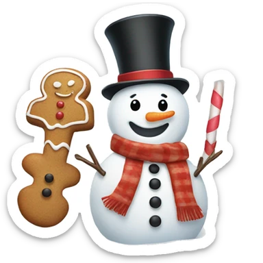Snowman and a gingerbread  sticker