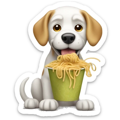 Dog eating noodles sticker