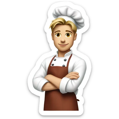 young brad pitt as a chef, rolling up his sleeves sticker