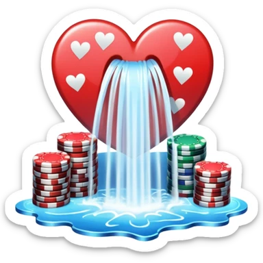 heart shaped watterfall with casino chips sticker