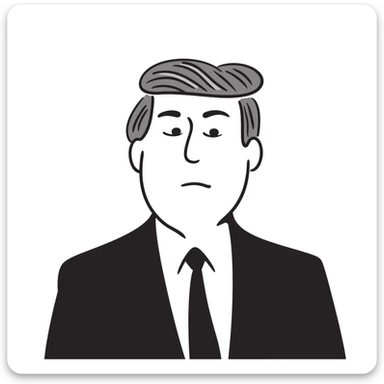 Donald Trump with recognizable features and neutral expression, hand drawn doodle style sticker