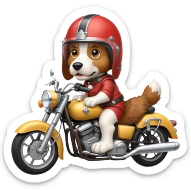angry bassett hound on a motorcycle sticker