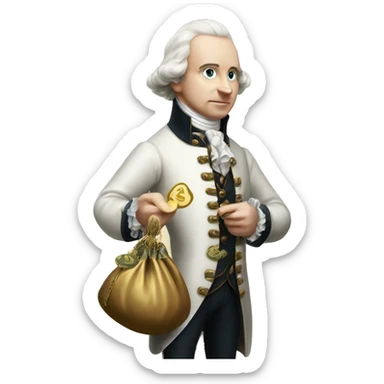 white aristocrat XVIII century with money bag in his hands sticker
