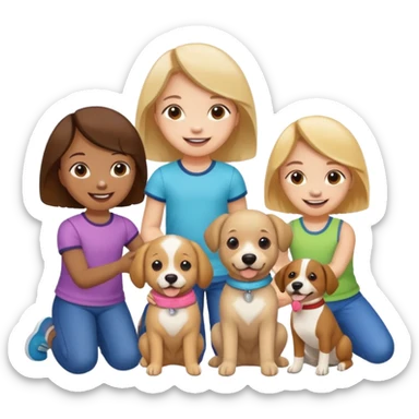 children with dog toys sticker