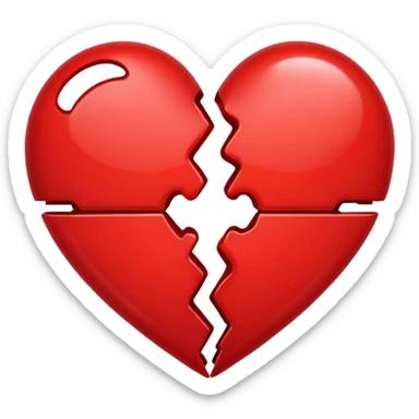 heart broken in half red sticker
