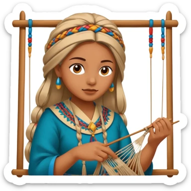 Mujer tejiendo sticker