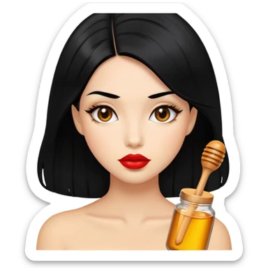 Girl with black hair, honey skintone and red lips sticker