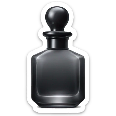 Black dainty perfume bottle with grey label sticker