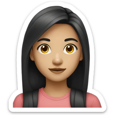 smart and confident girl with light skin and long black hair sticker