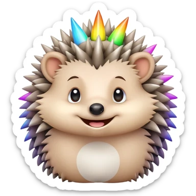 Hedgehog with cloud-like spikes and rainbow halo sticker