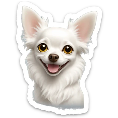 Curious white longcoat Chihuahua smiling  sticker