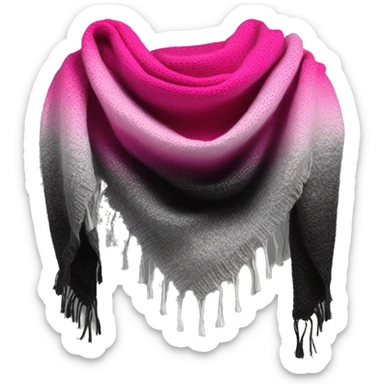 Realistic silver black and hot pink ombre winter scarf. sticker