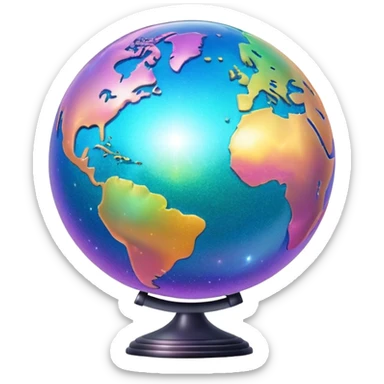 Iridescent big giant glistening glossy sparkly shiny glittery globe sticker
