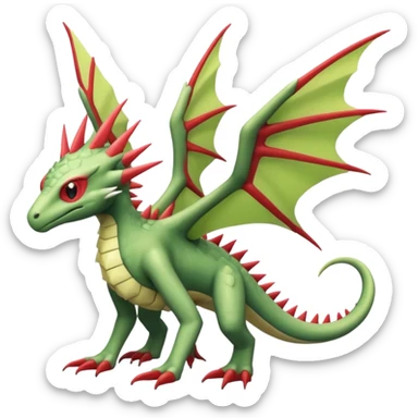 edgy cool badass spiky Winged Helioptile-Amaura-Flygon-Fakémon-hybrid-creature (full body)  sticker